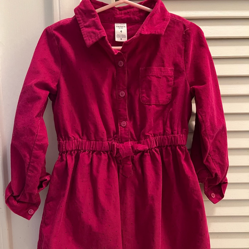 EUC Carters 4T dark pink corduroy dress.